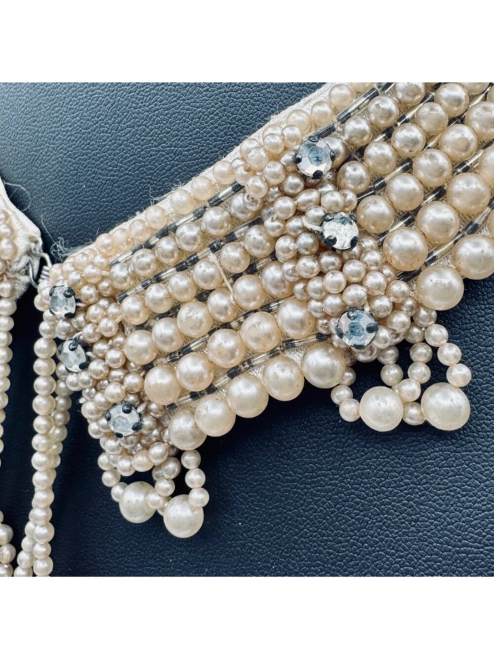 Vintage Faux Pearl Rhinestone Collar Handmade Top Hit Baar & Beards Mid-Century - Picture 6 of 10
